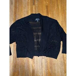 RN Studio Ronni Nicole Women 2XL Black Ruffled Knit Open Front Cozy Cardigan